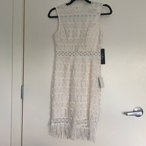 Kenna White Crochet Lace Sleeveless Bodycon Dress